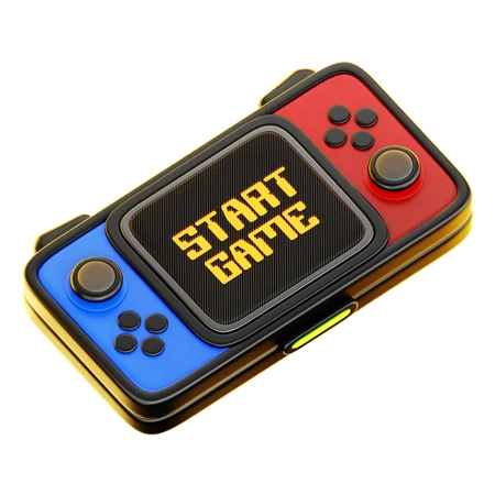 Handheld portable gaming console with start game screen