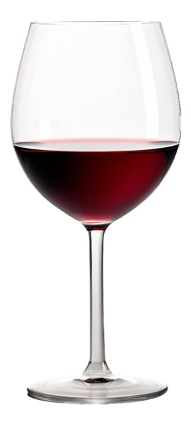 Red wine in a clear glass isolated on white background