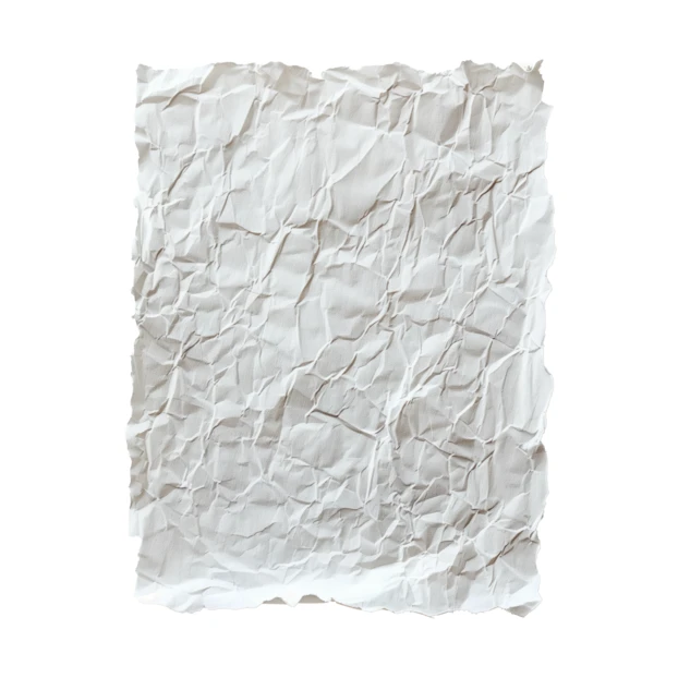 Heavily crumpled white paper isolated on white background
