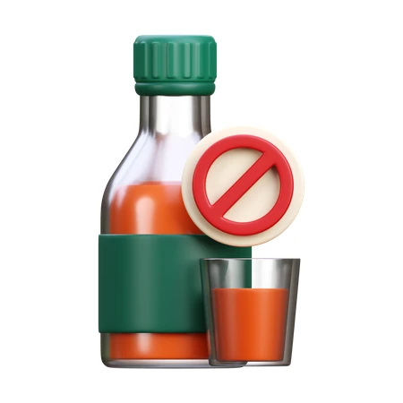 3D render of alcohol bottle with prohibition sign