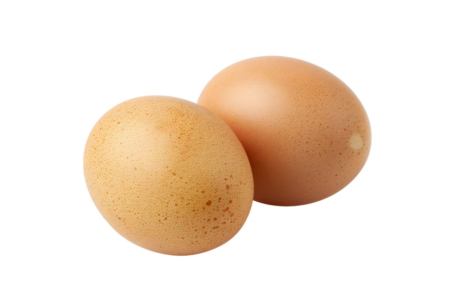 Two brown chicken eggs isolated on white background