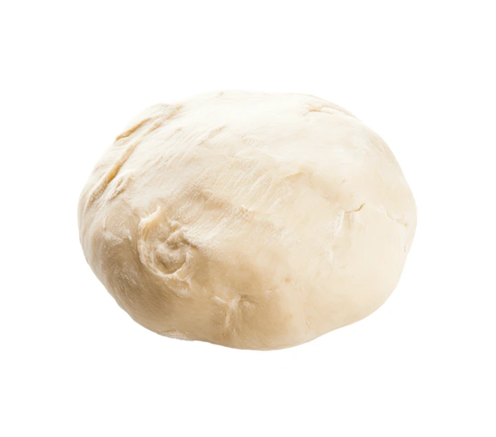 Fresh raw dough ball isolated on white background