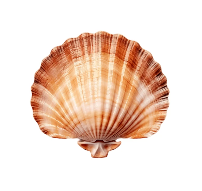 Brown scallop seashell isolated on a white background