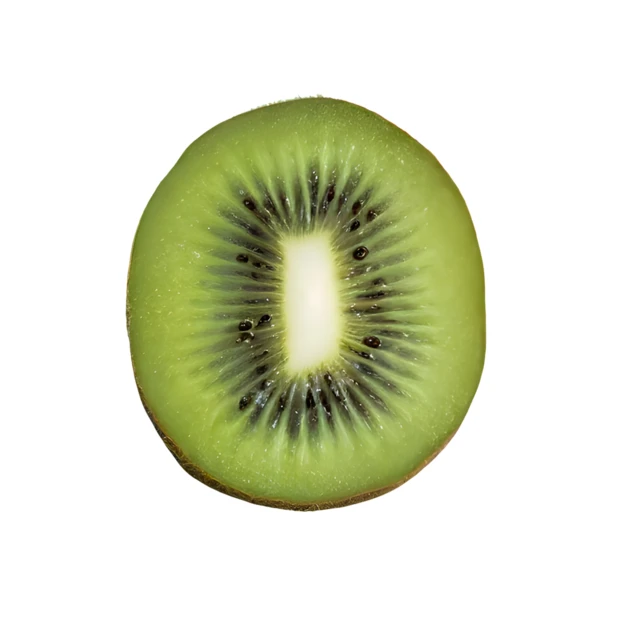 Fresh green kiwi fruit slice isolated on white background