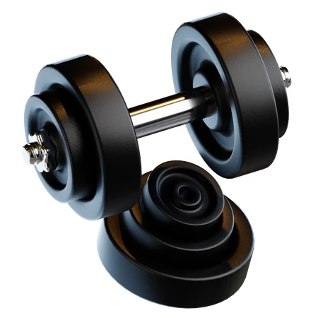 Black adjustable dumbbell with weight plates isolated on white