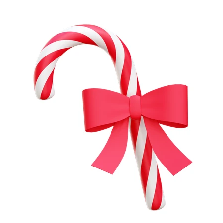 3D Christmas candy cane with a red bow