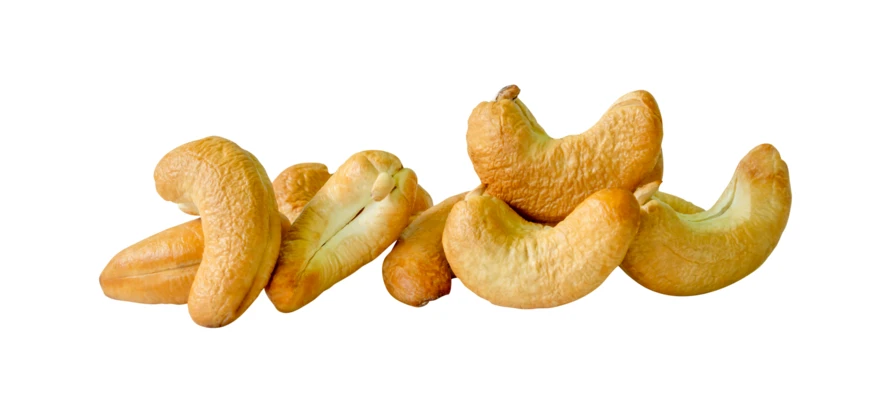 Roasted cashew nuts isolated on white background