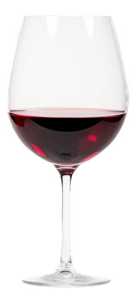 Single glass of red wine isolated on white background