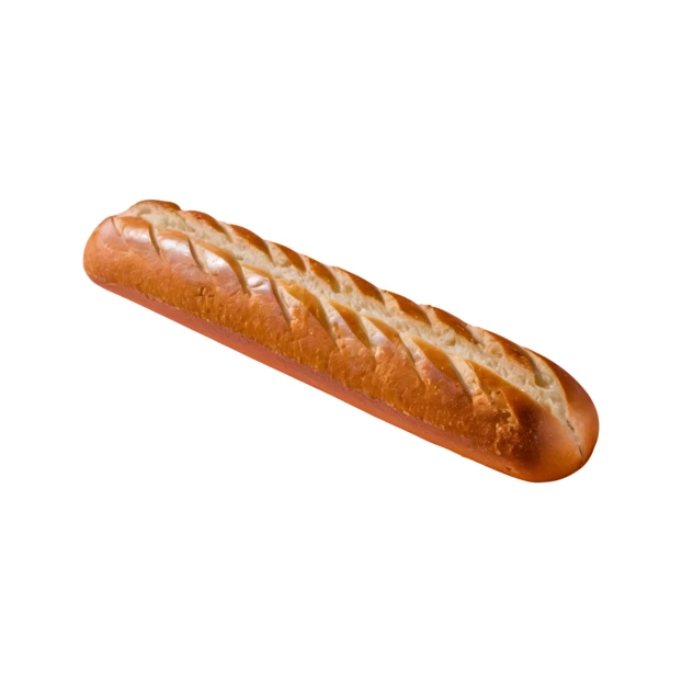 Freshly baked baguette bread isolated on white background