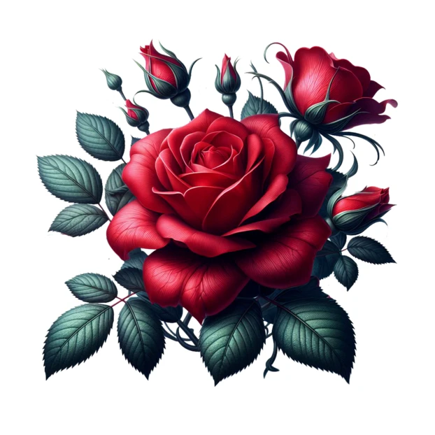 Realistic red rose bouquet isolated on white background