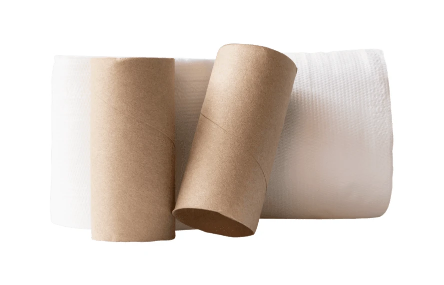 Kitchen paper towel roll and empty cardboard cores