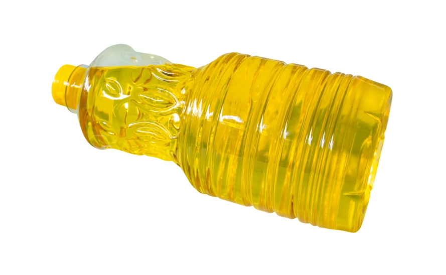 Bottle of vegetable cooking oil isolated on white background