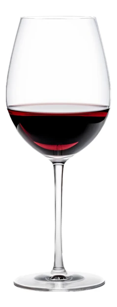 Single glass of red wine isolated on white background
