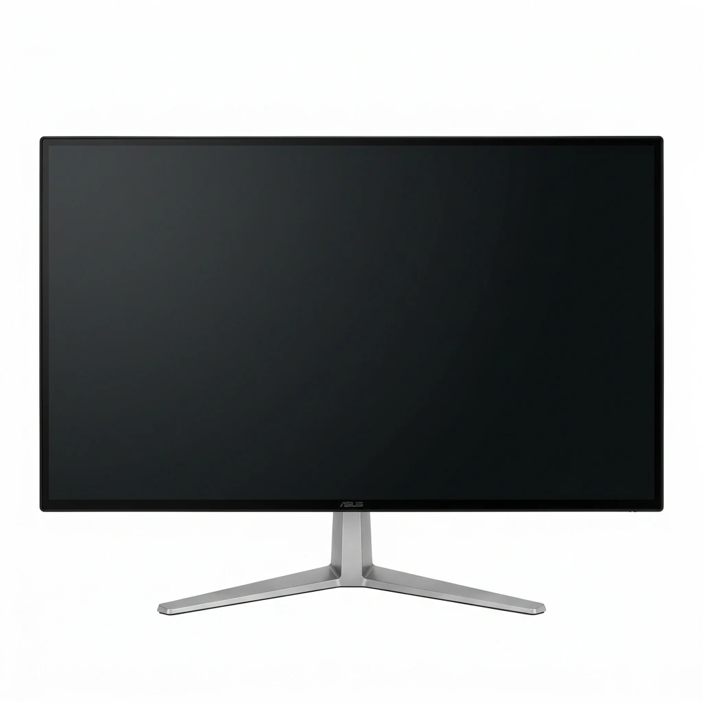 Modern slim bezel computer monitor on silver stand