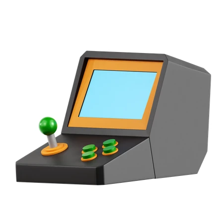 3D illustration of a retro tabletop arcade machine isolated