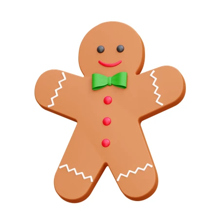 3D rendered gingerbread man cookie isolated on white background
