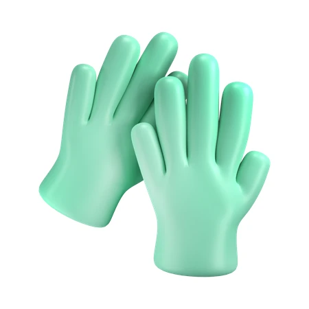 3D render of mint green protective cleaning gloves