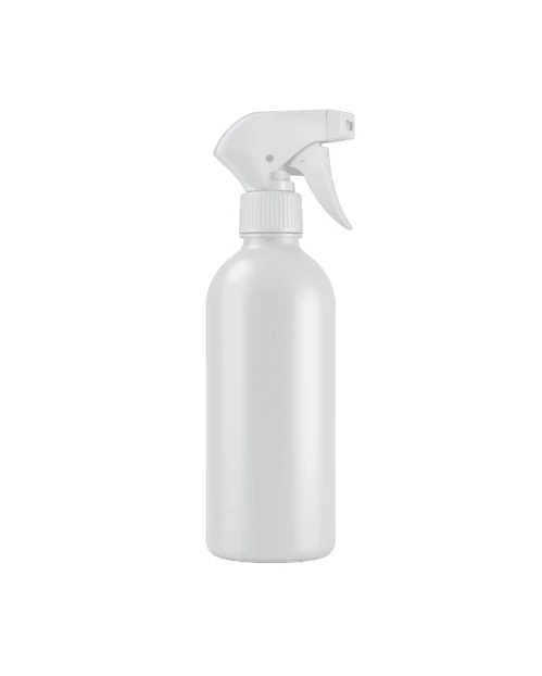 White plastic spray bottle isolated on white background
