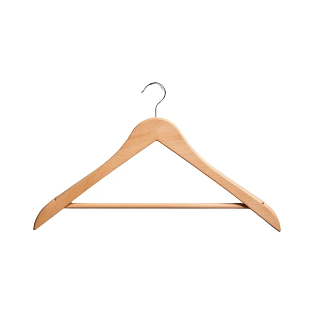 Wooden clothes hanger isolated on white background