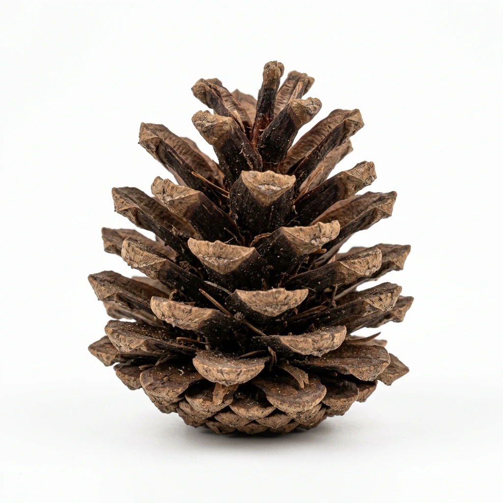 Single dry pinecone isolated on white background