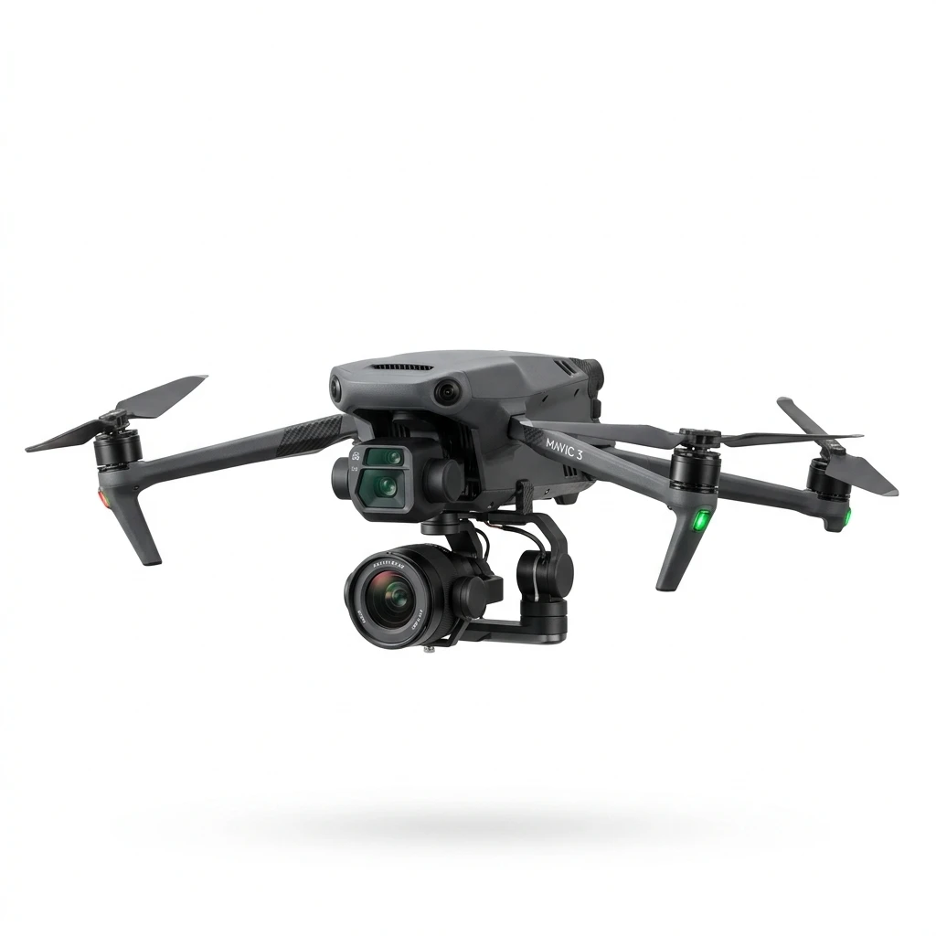 Modern professional camera drone isolated on white background