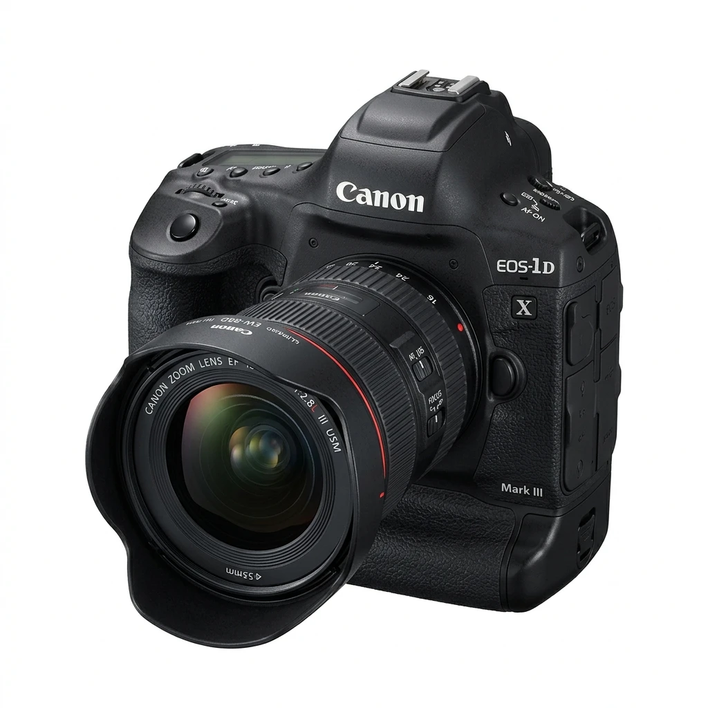 Canon EOS-1D X Mark III professional DSLR camera with lens