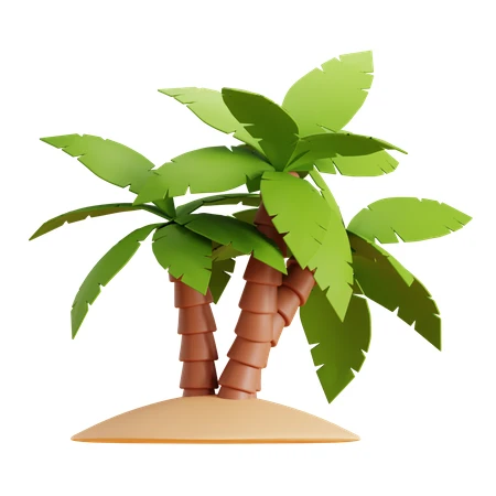 3D illustration of stylized palm trees on a small island