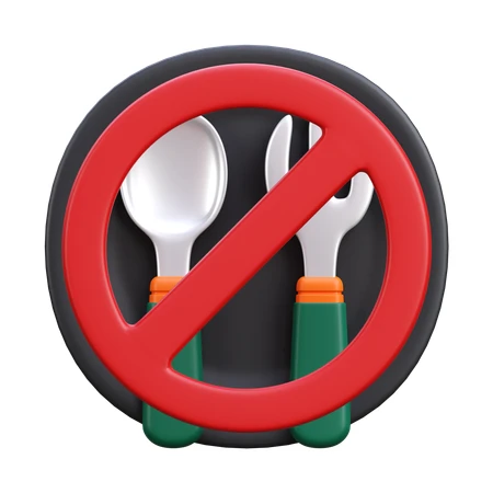 3D illustration of a prohibited food or fasting sign
