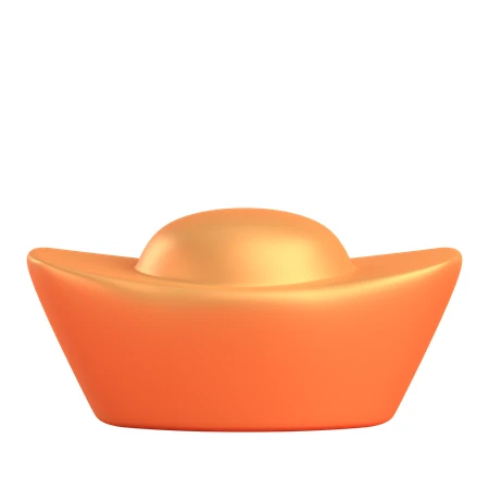 3D rendered Chinese gold ingot isolated on white background
