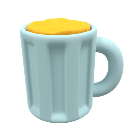 3D rendered minimalist beer mug icon isolated on white background