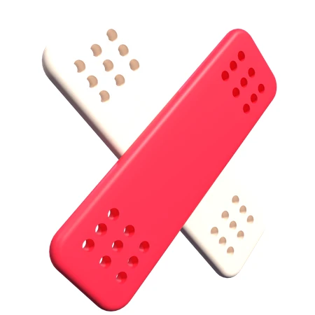 3D rendered crossed red and white adhesive bandages icon