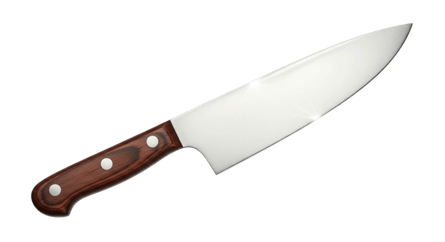 Professional chef's knife with wooden handle isolated on white