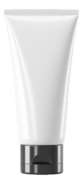 Blank white cosmetic tube with black cap mockup