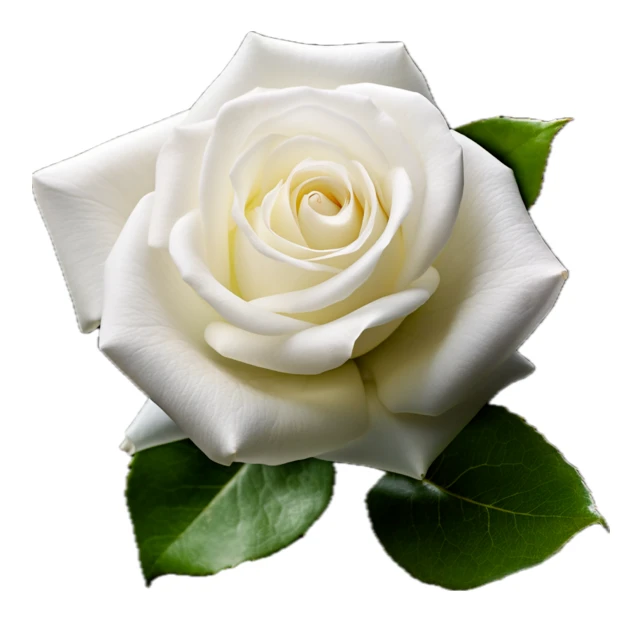 Single white rose flower isolated on white background