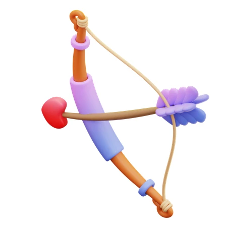 3D stylized Cupid's bow and arrow with heart tip