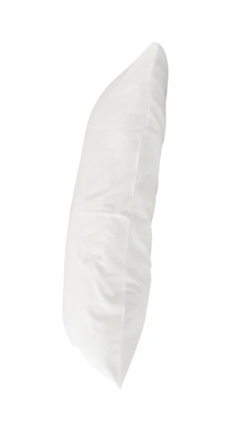 Side view of a fluffy white pillow isolated on white