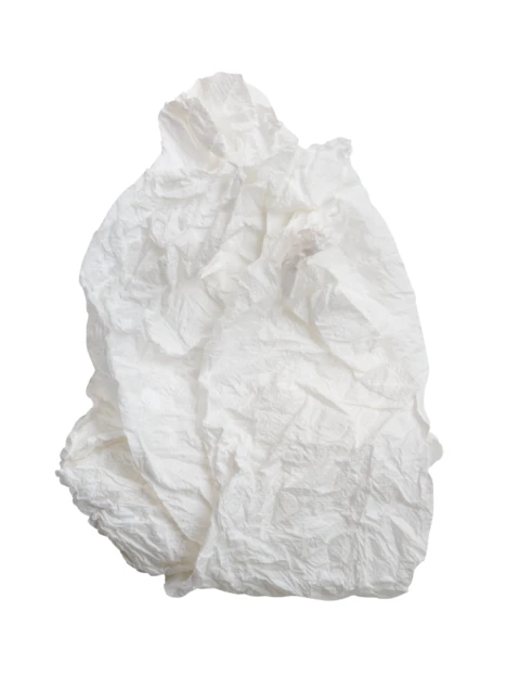 Crumpled white tissue paper isolated on white background