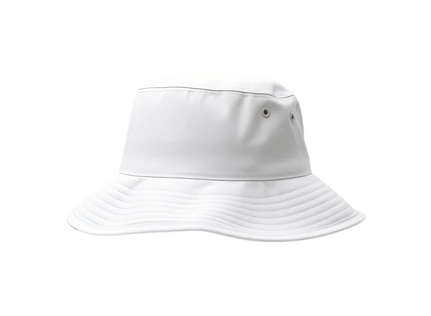 Classic white cotton bucket hat isolated on white background