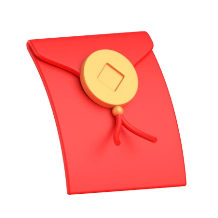 3D red envelope with gold coin for Chinese New Year