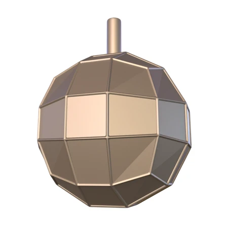 3D bronze disco ball icon isolated on white background