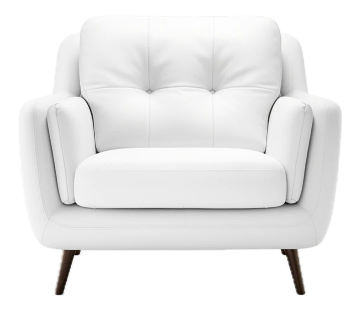 Modern white leather armchair isolated on white background