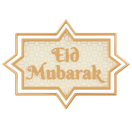 Eid Mubarak gold frame isolated on white background