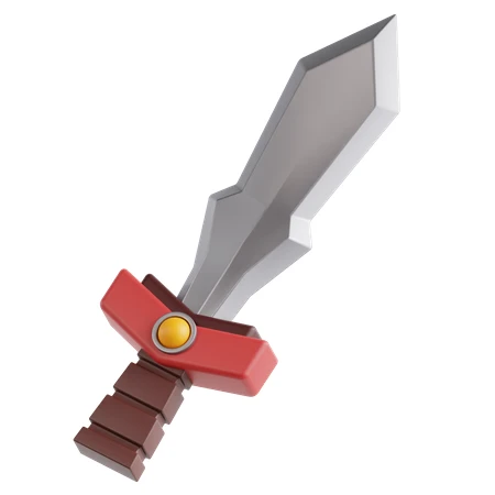 3D stylized cartoon fantasy sword isolated on white background