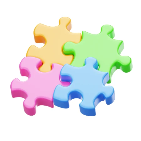 Four colorful interlocking puzzle pieces on a white background