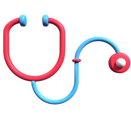 3D stylized red and blue medical stethoscope illustration