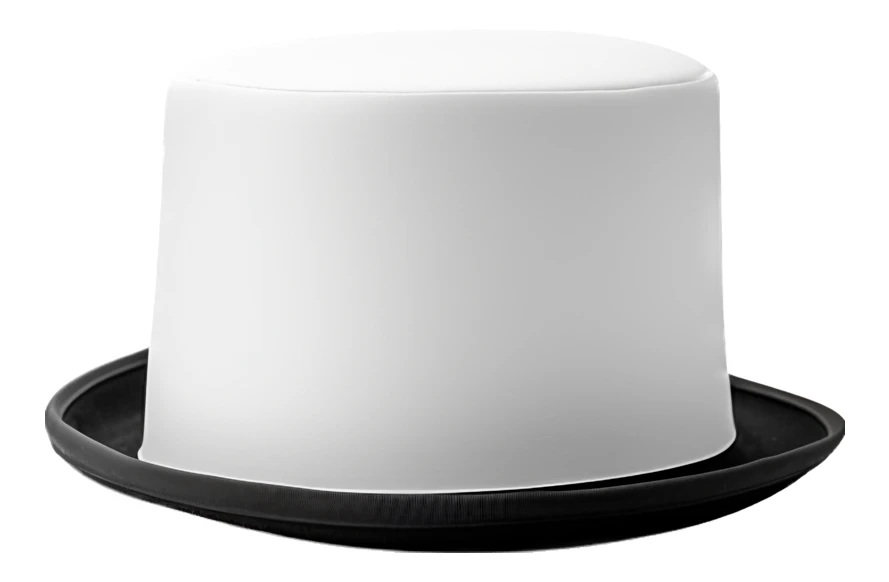 Modern white ottoman shaped like a top hat