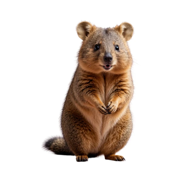 Cute quokka standing isolated on white background