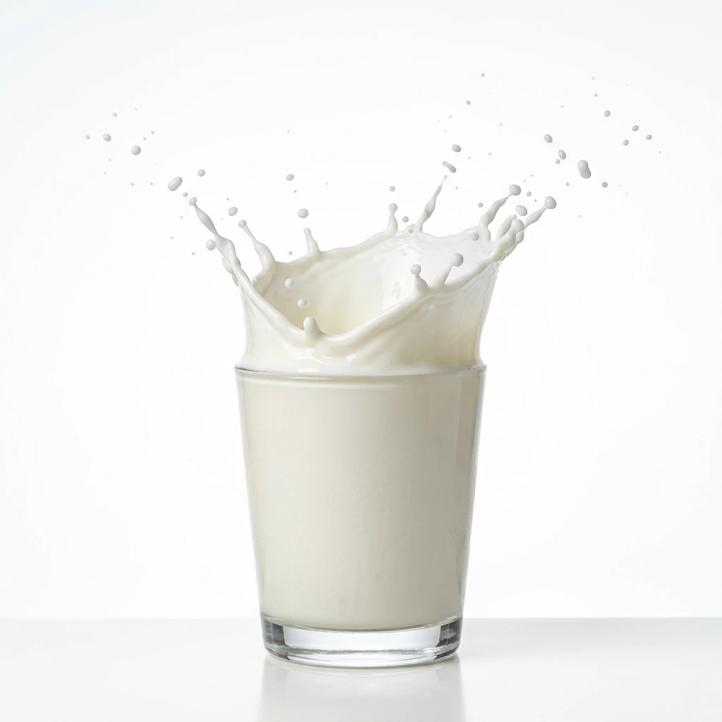 Milk splash in glass isolated on white background