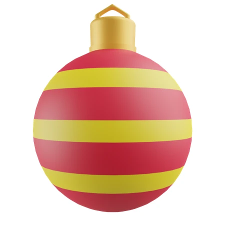 Red and yellow striped Christmas bauble ornament isolated on white