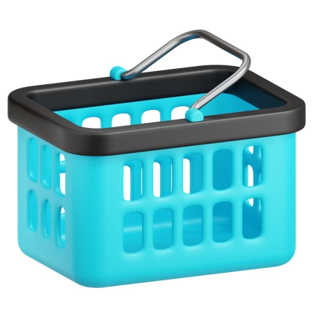 3D render of a blue shopping basket on white background